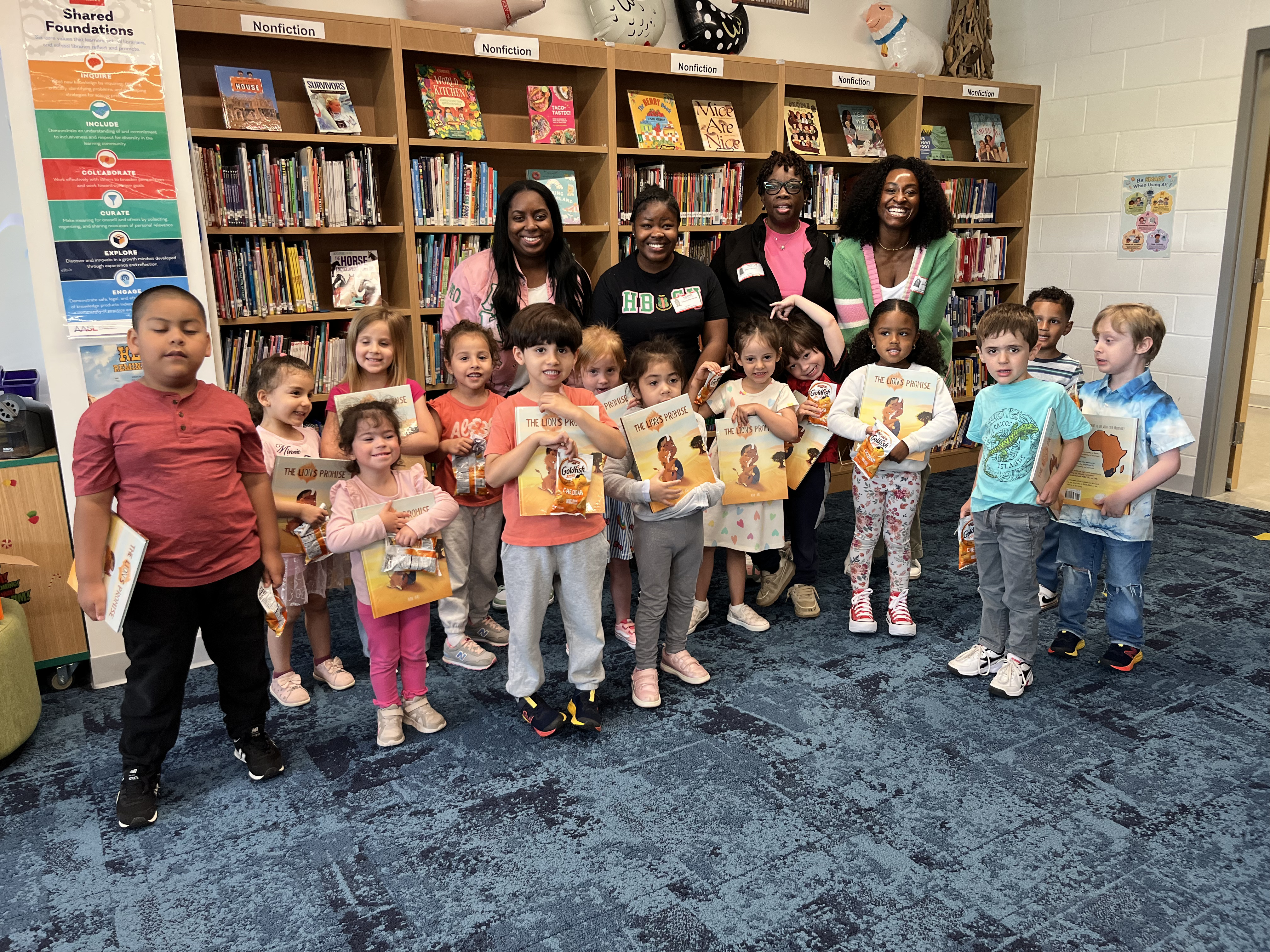 Students reading their new books